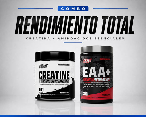 Creatina Monohidratada 60 servidas + Aminoácidos EAA + hidratación 30 servidas